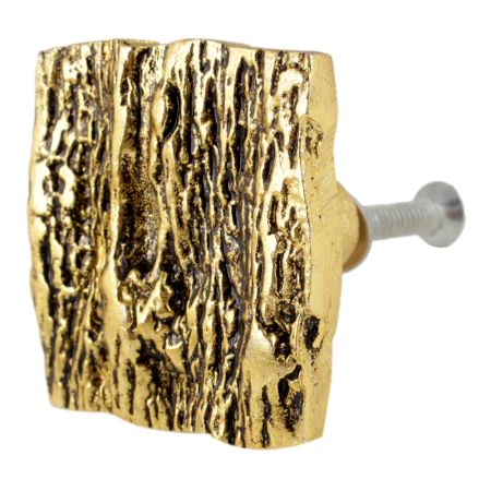Square Bark Shape Antique Golden Aluminium Cabinet Knob
